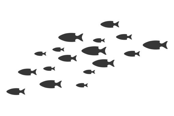 Download Fish Shoal Icon. Black Swimming Aquatic - Fish Collection