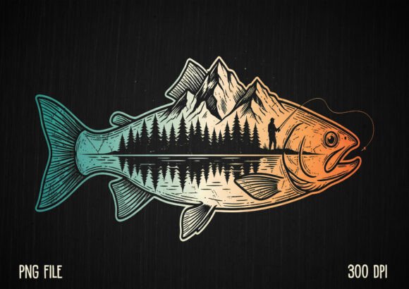 Download Bass Fishing Mountain Nature Outdoor PNG - Fish Collection