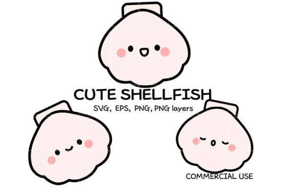 Download Cute Shellfish SVG Bundle | Kawaii Seash - Fish Collection