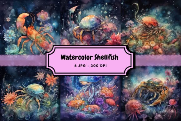 Download Watercolor Mysterious Shellfish Bundle - Fish Collection