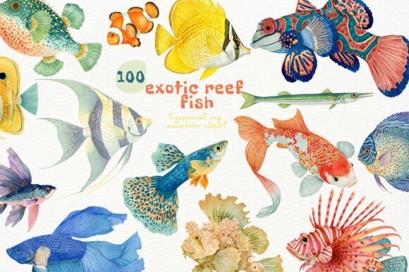 Download Watercolor Exotic Fish PNG Clipart - Fish Collection