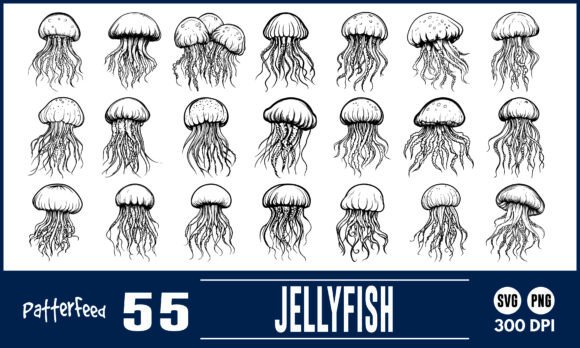 Download Jellyfish Svg Png Silhouette File Bundle - Fish Collection