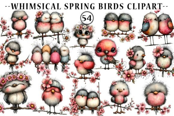 Download Whimsical Spring Birds Clipart - Spring birds Collection