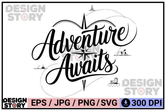 Download Adventure Awaits Compass Typography Art - Adventure Collection